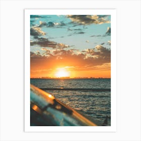 Cloudy Sky Sunset Over The Ocean Art Print