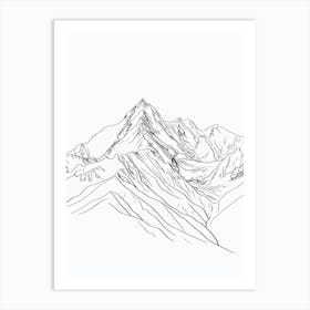 Kangchenjunga Nepal India Line Drawing 4 Art Print