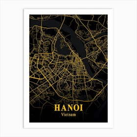 Hanoi Gold City Map 1 Art Print