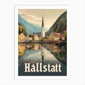 Aihrgdesign A Classic 1960s Travel Poster For Hallstatt 1 Art Print