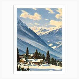 Treble Cone, New Zealand Ski Resort Vintage Landscape 2 Skiing Poster Art Print