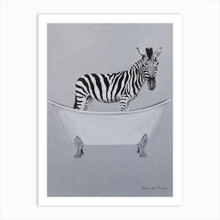 Zebra In Bathtub Art Print