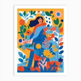 Woman With Flowers 2 Art Print