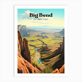 Big Bend National Park Texas Mountains Travel Art Art Print