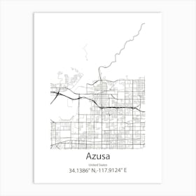 Azusa,United States Minimalist Map 1 Art Print