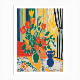 Flowers In A Vase Matisse Style 1 Art Print