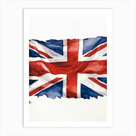 An Authoritative Watercolor Render Of The Distinguished United Kingdom Flag With Its Deep Red Cross (5) Art Print