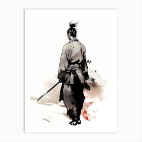 Japanese Samurai Warrior Sumi-e Art Print