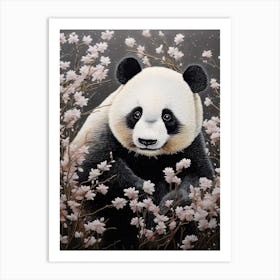 Panda Art In Pointillism Style 2 Art Print