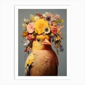 Bird With A Flower Crown American Goldfinch 2 Art Print