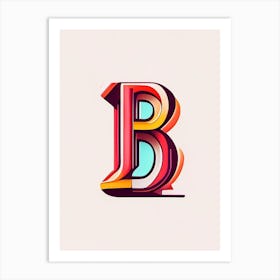 B, Letter, Alphabet Minimal Line Drawing Art Print