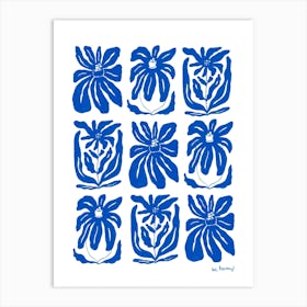 Blue Flower Pattern Collection 10 Art Print