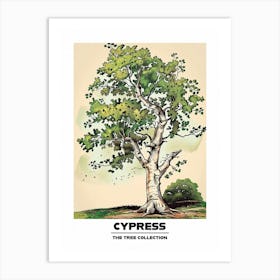 Cypress Tree Storybook Illustration 3 Poster Art Print