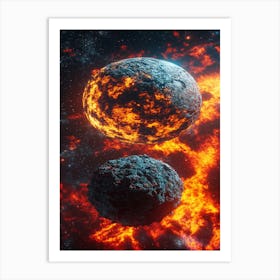 Asteroid And Comet In Space Art Print