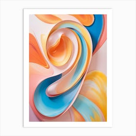 Flowing Abstract Curves Dance Gracefully On A Candy Colored Backdrop Intertwining In An Elegant Sym Art Print