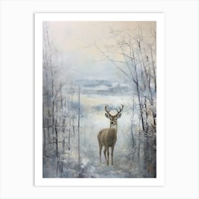 Vintage Winter Animal Painting Deer 5 Art Print