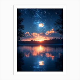 Moon And Stars In The Sky 6 Art Print