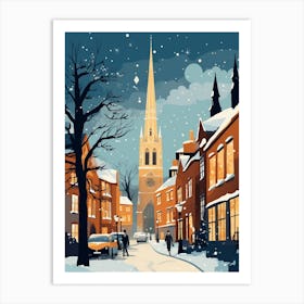 Winter Travel Night Illustration Stratford Upon Avon United Kingdom 4 Art Print