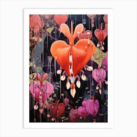 Surreal Florals Bleeding Heart Dicentra 2 Flower Painting Art Print