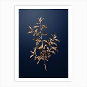 Gold Botanical Alabama Dahoon Branch on Midnight Navy n.2931 Art Print