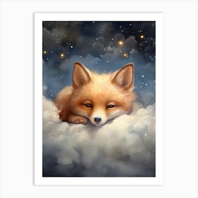 Baby Fox 8 Sleeping In The Clouds Art Print