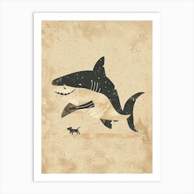 Shark & A Dog Muted Pastels 2 Art Print