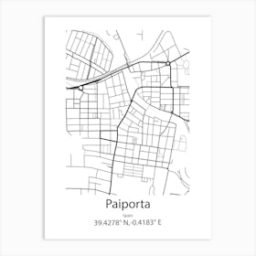 Paiporta,Spain Minimalist Map Art Print