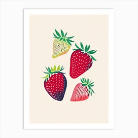 Bunch Of Strawberries, Fruit, Minimal Line Drawing Art Print