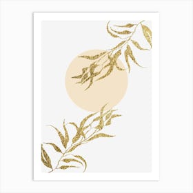 Gold Leaf On Black Background Art Print