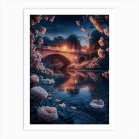 Roses By The Bridge Art Print