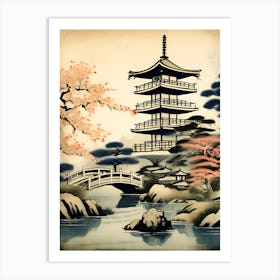 Traditional Japanese Garden Scene Art Print