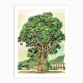 Banyan Tree Storybook Illustration 1 Art Print