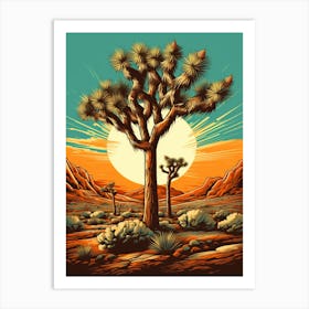 Silver Torch Joshua Tre In Retro Illustration Style (1) Art Print