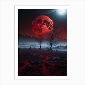 Red Moon Print Art Print