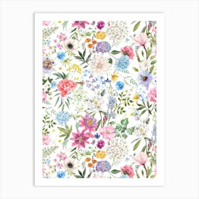 Watercolor Floral Pattern William Morris Art Print