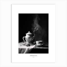 Poster Of Amantea, Italy, Black And White Photo 2 Art Print