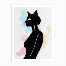 Silhouette of a Cat Woman Art Print