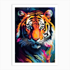 Tiger Art In Color Field Painting Style 3 Art Print