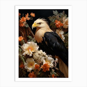 Dark And Moody Botanical Crested Caracara 3 Art Print