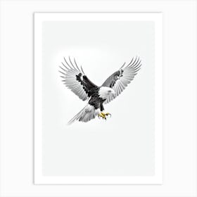 Eagle B&W Pencil Drawing 1 Bird Art Print