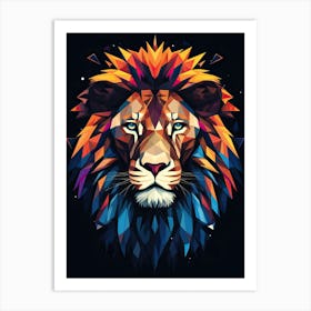 Lion Art Painting Geometric Abstraction Style 3 Art Print