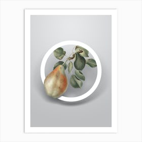 Vintage Pear Branch Minimalist Floral Geometric Circle on Soft Gray Art Print