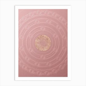 Geometric Gold Glyph on Circle Array in Pink Embossed Paper n.0034 Art Print