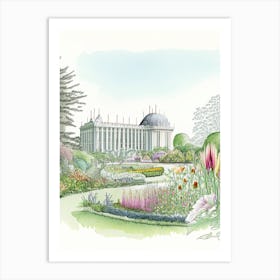 Longwood Gardens, Usa Vintage Pencil Drawing Art Print