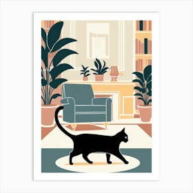 Cat In Living Room Art Print