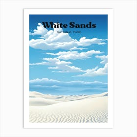 White Sands National Park New Mexico Dunes Travel Illustration Art Print