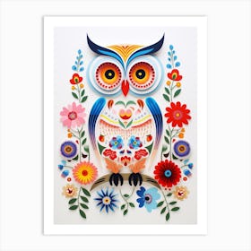 Scandinavian Bird Illustration Snowy Owl 2 Art Print