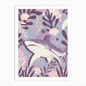 Purple Blacktip Reef Shark Illustration 2 Art Print