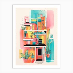 A House In Montreal, Abstract Risograph Style 3 Art Print