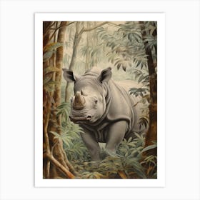 Rhino Deep In The Nature 8 Art Print
